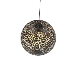 QAZQA Pendelleuchten|Wohnzimmerlampen*Orientalische Hängelampe schwarz mit Gold 45 cm - Radiante