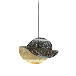 QAZQA Pendelleuchten|Esszimmerlampen*Orientalische Hängelampe schwarz mit Gold 28 cm - Japke