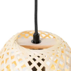 QAZQA Pendelleuchten|Wohnzimmerlampen*Orientalische Hängelampe schwarz mit Bambus 3 Lichter - Rayan