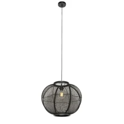 Kinder QAZQA Kinderzimmerlampen|Pendelleuchten*Orientalische Hängelampe Schwarz Stoff 48 cm - Rob