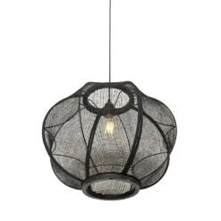 Kinder QAZQA Kinderzimmerlampen|Pendelleuchten*Orientalische Hängelampe Schwarz Stoff 48 cm - Rob