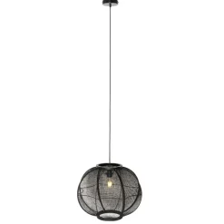 Kinder QAZQA Kinderzimmerlampen|Pendelleuchten*Orientalische Hängelampe Schwarz Stoff 48 cm - Rob