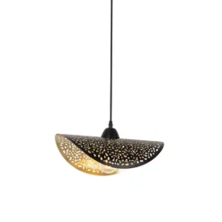 QAZQA Pendelleuchten|Wohnzimmerlampen*Orientalische Hängelampe schwarz mit Gold 35 cm - Japke