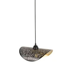 QAZQA Pendelleuchten|Wohnzimmerlampen*Orientalische Hängelampe schwarz mit Gold 35 cm - Japke