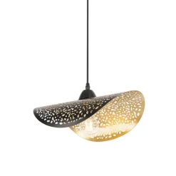 QAZQA Pendelleuchten|Wohnzimmerlampen*Orientalische Hängelampe schwarz mit Gold 35 cm - Japke