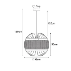 QAZQA Pendelleuchten|Wohnzimmerlampen*Orientalische Hängelampe schwarz mit Rattan 38 cm - Emir