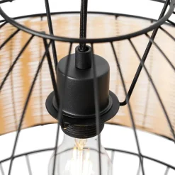 QAZQA Pendelleuchten|Wohnzimmerlampen*Orientalische Hängelampe schwarz mit Rattan 38 cm - Emir