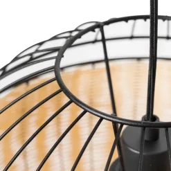 QAZQA Pendelleuchten|Wohnzimmerlampen*Orientalische Hängelampe schwarz mit Rattan 38 cm - Emir