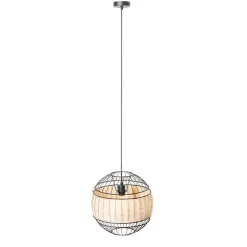 QAZQA Pendelleuchten|Wohnzimmerlampen*Orientalische Hängelampe schwarz mit Rattan 38 cm - Emir