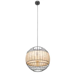 QAZQA Pendelleuchten|Wohnzimmerlampen*Orientalische Hängelampe schwarz mit Rattan 38 cm - Emir