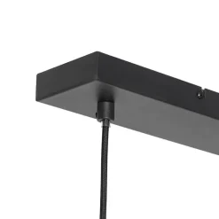 QAZQA Pendelleuchten|Wohnzimmerlampen*Orientalische Hängelampe schwarz mit Rattan 3-flammig länglich - Akira