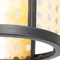 QAZQA Pendelleuchten|Wohnzimmerlampen*Orientalische Hängelampe schwarz mit Rattan 3-flammig länglich - Akira