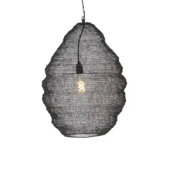 QAZQA Pendelleuchten|Wohnzimmerlampen*Orientalische Hängelampe schwarz 45 cm - Nidum
