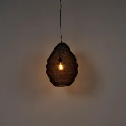 QAZQA Pendelleuchten|Wohnzimmerlampen*Orientalische Hängelampe schwarz 45 cm - Nidum