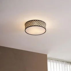 QAZQA Deckenleuchten|Wohnzimmerlampen*Orientalische Rattan Deckenleuchte mit Schwarz 40cm - Tremmo