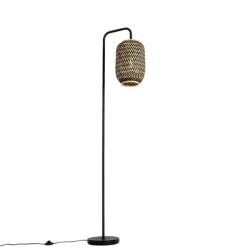 QAZQA Stehlampen|Wohnzimmerlampen*Orientalische Stehlampe aus Bambus mit Schwarz - Yvonne