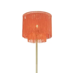 QAZQA Stehlampen|Wohnzimmerlampen*Orientalische Stehlampe goldrosa Schirm mit Fransen - Franxa