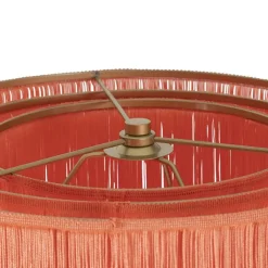 QAZQA Stehlampen|Wohnzimmerlampen*Orientalische Stehlampe goldrosa Schirm mit Fransen - Franxa