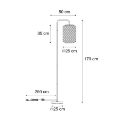 QAZQA Schlafzimmerlampen|Küchenlampen*Orientalische Stehleuchte schwarz mit Bambus - Yvonne