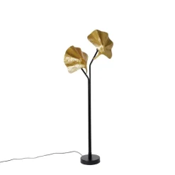 QAZQA Schlafzimmerlampen|Küchenlampen*Orientalische Stehleuchte aus Messing mit schwarzem 2-Licht - Louka