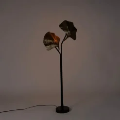 QAZQA Schlafzimmerlampen|Küchenlampen*Orientalische Stehleuchte aus Messing mit schwarzem 2-Licht - Louka