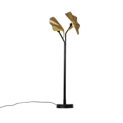 QAZQA Schlafzimmerlampen|Küchenlampen*Orientalische Stehleuchte aus Messing mit schwarzem 2-Licht - Louka