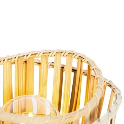 QAZQA Tischlampen|Wohnzimmerlampen*Orientalische Tischlampe schwarz mit natürlichem Bambus - Pua