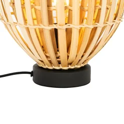 QAZQA Tischlampen|Wohnzimmerlampen*Orientalische Tischlampe schwarz mit natürlichem Bambus - Pua