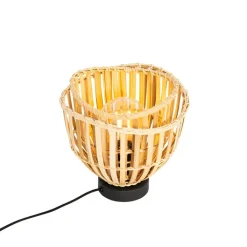 QAZQA Tischlampen|Wohnzimmerlampen*Orientalische Tischlampe schwarz mit natürlichem Bambus - Pua