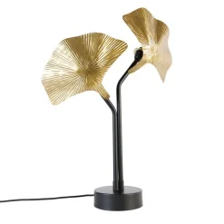 QAZQA Tischlampen|Wohnzimmerlampen*Orientalische Tischlampe aus Messing mit schwarzem 2-Licht - Louka