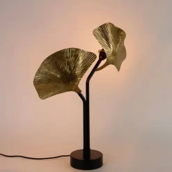 QAZQA Tischlampen|Wohnzimmerlampen*Orientalische Tischlampe aus Messing mit schwarzem 2-Licht - Louka