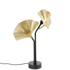 QAZQA Tischlampen|Wohnzimmerlampen*Orientalische Tischlampe aus Messing mit schwarzem 2-Licht - Louka