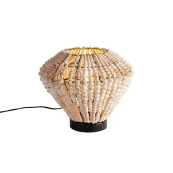 QAZQA Tischlampen|Wohnzimmerlampen*Orientalische Tischlampe beige mit Perlen - Moti