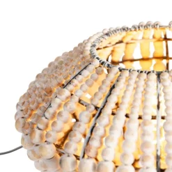 QAZQA Tischlampen|Wohnzimmerlampen*Orientalische Tischlampe beige mit Perlen - Moti