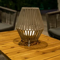 Newgarden Gartenbeleuchtung|Led-Außenleuchten*Orientalische Tischleuchte aus Seil inkl. dimmbarem, wiederaufladbarem LED - Contra