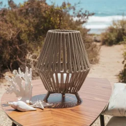 Newgarden Gartenbeleuchtung|Led-Außenleuchten*Orientalische Tischleuchte aus Seil inkl. dimmbarem, wiederaufladbarem LED - Contra