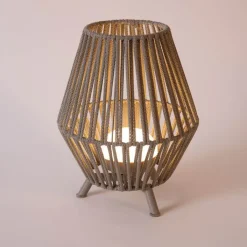 Newgarden Gartenbeleuchtung|Led-Außenleuchten*Orientalische Tischleuchte aus Seil inkl. dimmbarem, wiederaufladbarem LED - Contra