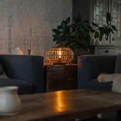 QAZQA Schlafzimmerlampen|Küchenlampen*Orientalische Tischleuchte schwarz mit Bambus - Amira