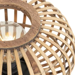 QAZQA Schlafzimmerlampen|Küchenlampen*Orientalische Tischleuchte schwarz mit Bambus - Amira