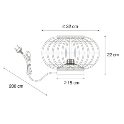 QAZQA Schlafzimmerlampen|Küchenlampen*Orientalische Tischleuchte schwarz mit Bambus - Amira