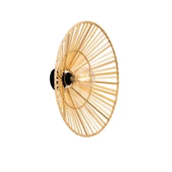 QAZQA Schlafzimmerlampen|Esszimmerlampen*Orientalische Wandleuchte schwarz mit natürlichem Bambus - Pua