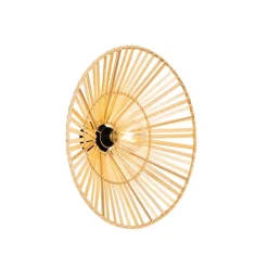 QAZQA Schlafzimmerlampen|Esszimmerlampen*Orientalische Wandleuchte schwarz mit natürlichem Bambus - Pua