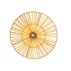 QAZQA Schlafzimmerlampen|Esszimmerlampen*Orientalische Wandleuchte schwarz mit natürlichem Bambus - Pua