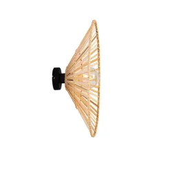 QAZQA Schlafzimmerlampen|Esszimmerlampen*Orientalische Wandleuchte schwarz mit natürlichem Bambus - Pua