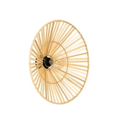 QAZQA Schlafzimmerlampen|Esszimmerlampen*Orientalische Wandleuchte schwarz mit natürlichem Bambus - Pua