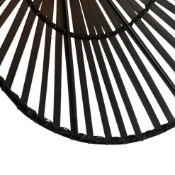 QAZQA Wandleuchten|Wohnzimmerlampen*Orientalische Wandleuchte Schwarz Bambus Rund - Pua