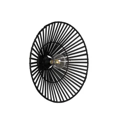 QAZQA Wandleuchten|Wohnzimmerlampen*Orientalische Wandleuchte Schwarz Bambus Rund - Pua