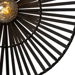 QAZQA Wandleuchten|Wohnzimmerlampen*Orientalische Wandleuchte Schwarz Bambus Rund - Pua