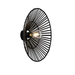 QAZQA Wandleuchten|Wohnzimmerlampen*Orientalische Wandleuchte Schwarz Bambus Rund - Pua