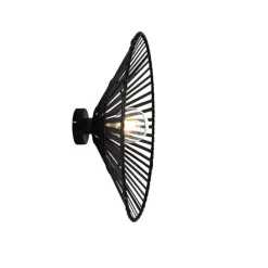 QAZQA Wandleuchten|Wohnzimmerlampen*Orientalische Wandleuchte Schwarz Bambus Rund - Pua